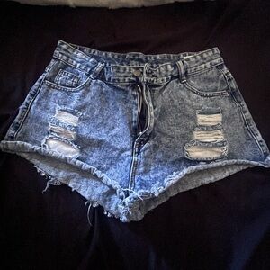 SHEIN Blue Distressed Jean Shorts
